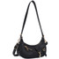 Vegan Leather Zipper Shoulder Bag in Black
