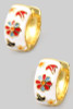 Lacquered Floral Hinge Hoops in White/Gold