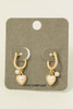 Pearl And Heart Charm Hoop Earrings gold and cream finish