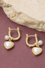 Pearl And Heart Charm Hoop Earrings pearl detail