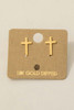 Gold Dipped Mini Cross Post Stud Earrings in 18K Gold Dipped