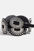 Fame Accessories Intricate Western Concho Vegan Leather Belt in Black