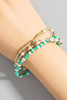 Metallic Faceted And Disc Beaded Bracelet Set in Gold/Mint