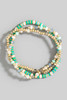 Metallic Faceted And Disc Beaded Bracelet Set in Gold/Mint