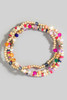 Metallic Faceted And Disc Beaded Bracelet Set in Gold/Multi