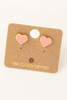 Fame Accessories Enamel Mini Heart Stud Earrings Pink