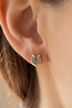 Gold Dipped Western Horse Shoe Stud Earrings in Gold/Turquoise