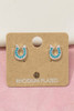 Fame Accessories Gold Dipped Western Horse Shoe Stud Earrings in Silver/Turquoise