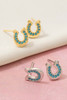 Fame Accessories Gold Dipped Western Horse Shoe Stud Earrings gold finish