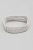 Four Row Beaded Stretch Bracelet Set in Silver