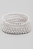 Metallic Ball Beaded Stackable Bracelet in Silver
