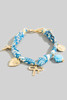 Heart Cross Bow And Shell Charms Bandana Bracelet in Blue