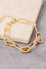 Fame Accessories Gold Dipped Mixed Oval Chain Link Bracelet Gold Dipped full view