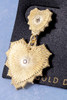 Gold Dipped Double Heart Stud Dangle Earrings