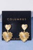 Gold Dipped Double Heart Stud Dangle Earrings