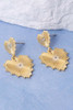 Fame Accessories Gold Dipped Double Heart Stud Dangle Earrings gold finish
