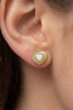 Vintage Heart Opal Stud Earrings in Gold