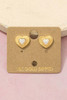 Vintage Heart Opal Stud Earrings in Gold