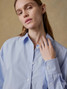 Faherty Women's Coastal Poplin Shirt Blue Current side view