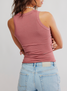 Free People Women's So Soft Seamless Modal Stripe Tank in Rose Combo side view