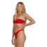 Billabong Women's Rising Tide V Bandeau Bikini Top Fiesta Red front view