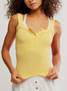 Free People Women's Clean Slate Henley Tank Top in Sicillian Yellow