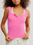 Free People Women's Clean Slate Henley Tank Top in Pink Flame