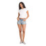 The Billabong Women's Get Low Denim Shorts in Light Wash Destroy