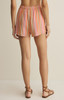 Z Supply Women's Perfect Striped Linen Shorts Tiger Lily back view