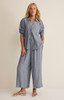 Z Supply Women's Perfect Striped Linen Pants in Indigo side view