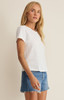 Z Supply Women's Junie Slub Tee in White side view