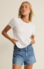 Z Supply Women's Junie Slub Tee in White close-up detail