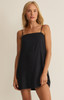 Z Supply Women's Maude Linen Mini Dress in Black detail view