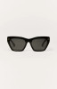 Z Supply Women's Park Ave Polarized Sunglasses in Polished Black with Grey Polarized lenses front view