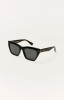 Z Supply Women's Park Ave Polarized Sunglasses in Polished Black with Grey Polarized lenses back view