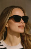 Z Supply Women's Park Ave Polarized Sunglasses in Polished Black with Grey Polarized lenses campaign shot