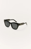 Z Supply Women's Front Row Polarized Sunglasses in Polished Black - Grey Polarized back view