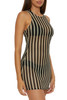 Becca Women's Cabo Hi-Neck Sheer Mini Dress in Black and Natural front view