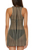 Becca Women's Cabo Hi-Neck Sheer Mini Dress in Black and Natural side detail