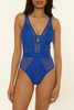 The Becca Women's Castaway Plunge One Piece Swimsuit in Lapis