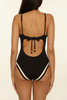 The Becca Women’s Coast Line Plunge One-Piece Swimsuit in Black and Tan