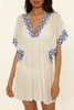 The Becca Women's Barbados N-Neck Tunic in White and Lapis