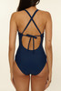 BCA By Rebecca Virtue Women's Capri Plunge One-Piece Swimsuit Navy front view