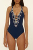 BCA By Rebecca Virtue Women's Capri Plunge One-Piece Swimsuit Navy detail view