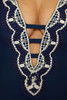 BCA By Rebecca Virtue Women's Capri Plunge One-Piece Swimsuit Navy back view