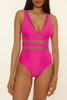 BCA By Rebecca Virtue Sheer Edge Mesh One-Piece Swimsuit Fizz Pink full