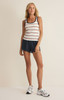 Z Supply Women's Fisher Striped Rib Tank Top in White side view