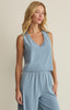 Z Supply Women's Sloane Jersey Denim Tank Top Ocean Air Indigo back view