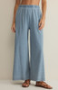 Z Supply Women's Scout Jersey Denim Wide Leg Pants in Ocean Air Indigo