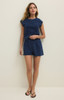 Z Supply Women's Camino Cotton Jersey Denim Top in Indigo front view